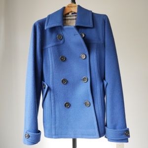 Burberry Vintage Sapphire Blue Wool Short Coat